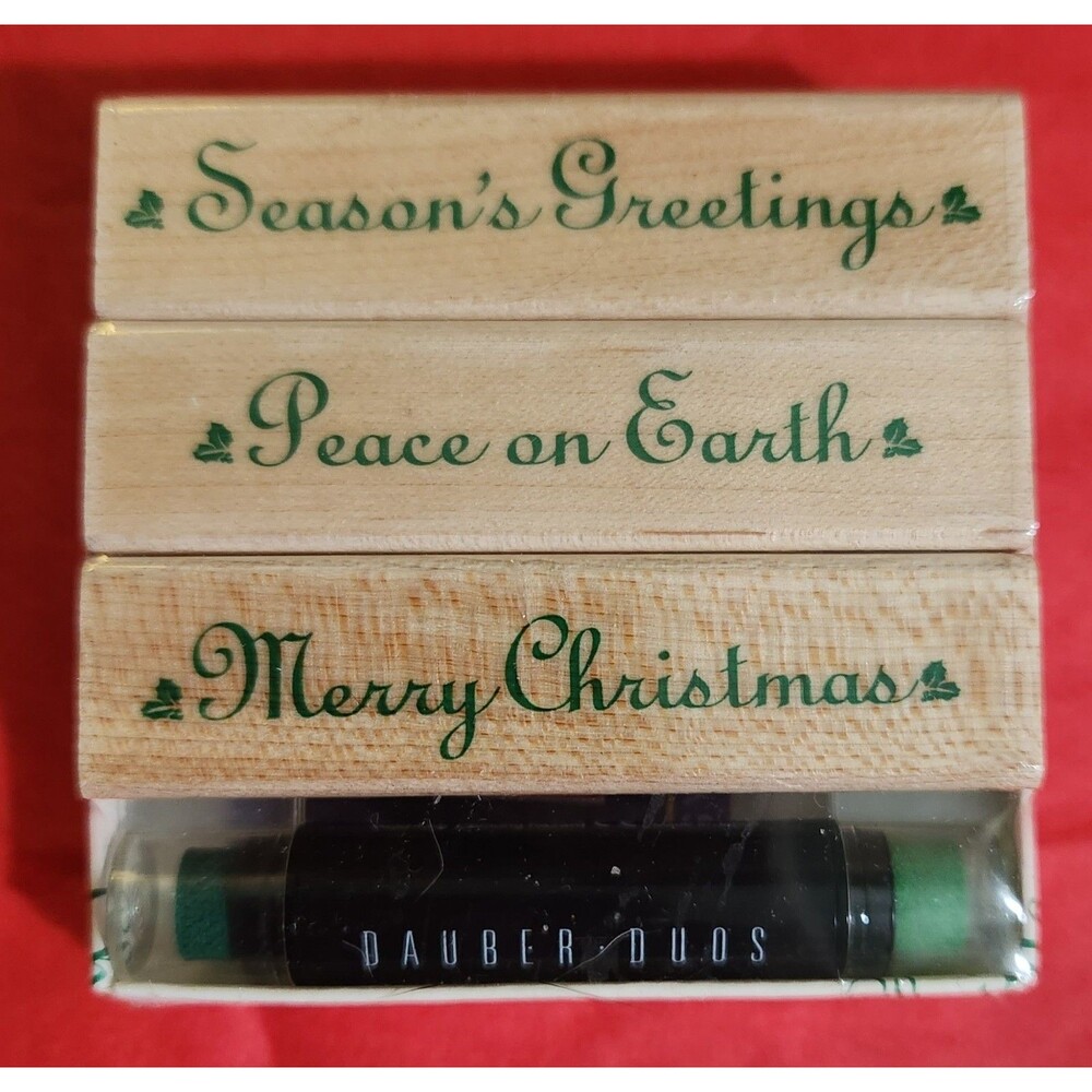 Christmas Greetings Rubber Stamps Vintage 1999 Hero Arts Holiday Crafts Unused - Picture 2 of 4